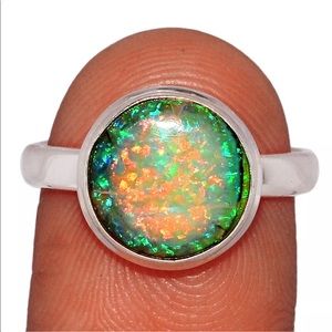 BOUTIQUE STERLING OPAL 925 STERLING SILVER RING, 8